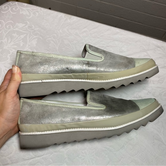 Donald J. Pliner Belize RZ Metallic Silver & Blue Suede Leather Loafers Slip On - Picture 7 of 11